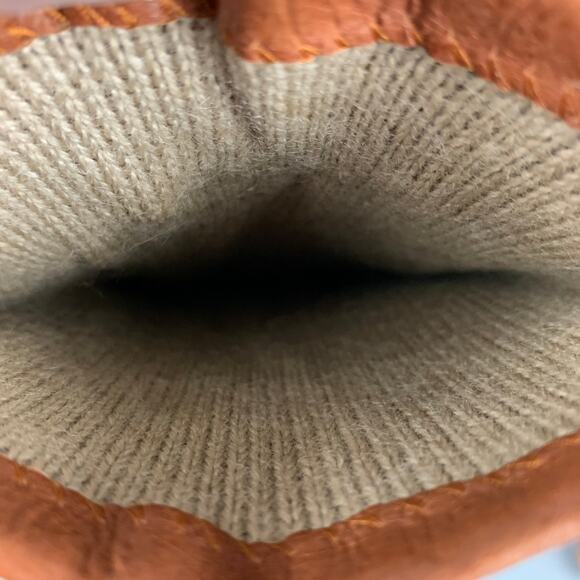 VINTAGE Size 9 Tan Leather Wool Viscose Gloves - Picture 3 of 4